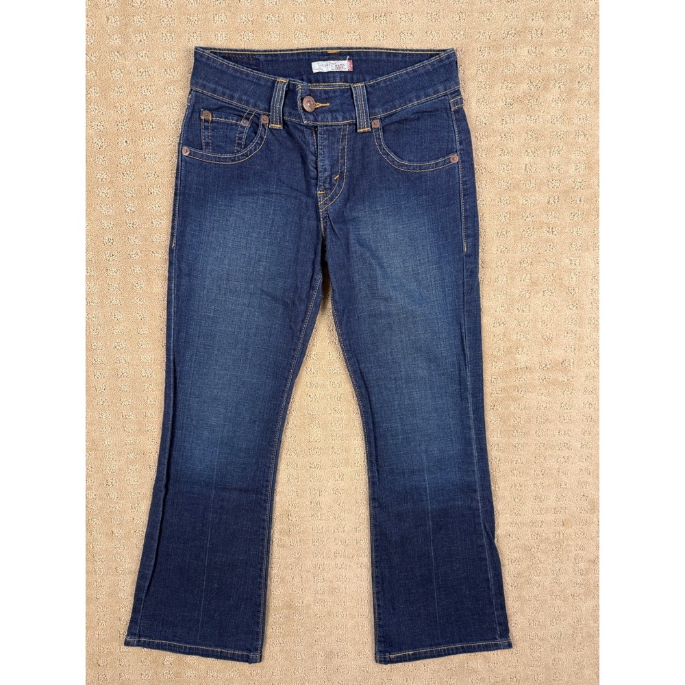 Womans Levi's 515 Flare Stretch Med Wash 6P Blue Jeans Button Flap Pockets 1111
